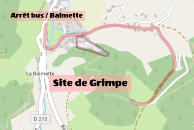 Schéma d’accès à pieds depuis l’arrêt de bus de la Balmette